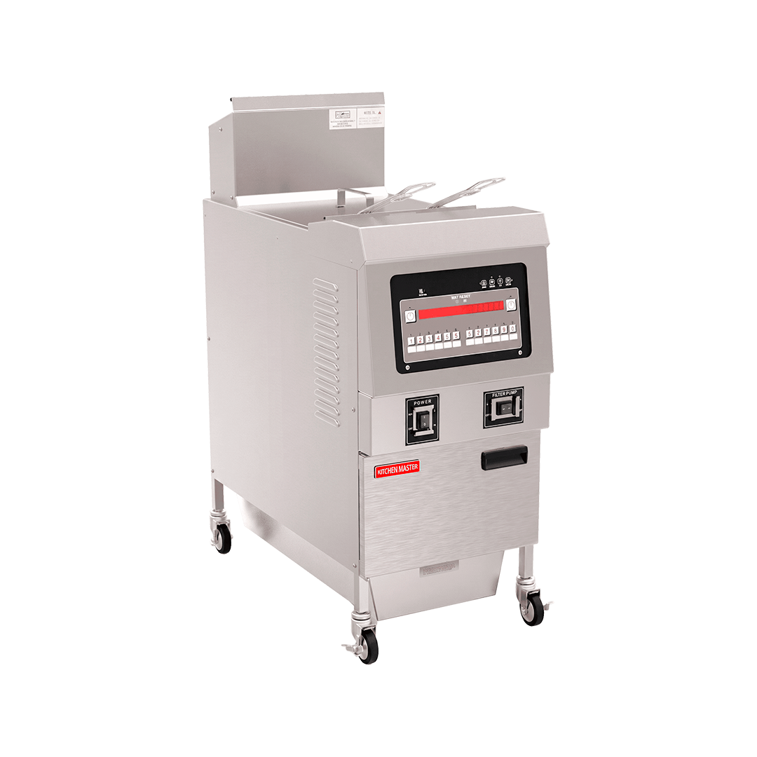 Freidora a gas con sistema de filtración automática